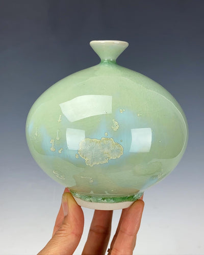 Wheel thrown Ceramic Crystallin Vase by Galaxy Clay Fine Art