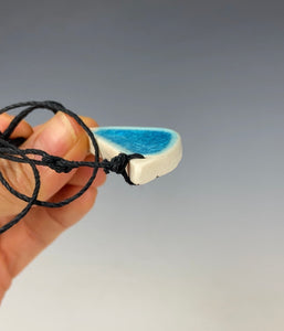 Ceramic Hand Carved Porcelain Necklace filled with Glass Frit by Galaxy Clay