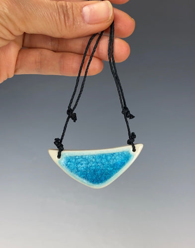 Ceramic Hand Carved Porcelain Necklace filled with Glass Frit by Galaxy Clay
