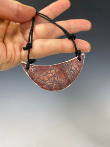 Ceramic Hand Carved Porcelain Necklace filled with Glass Frit by Galaxy Clay