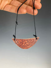 Load image into Gallery viewer, Ceramic Hand Carved Porcelain Necklace filled with Glass Frit by Galaxy Clay