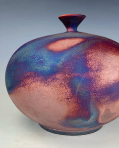 Wheel Thrown Raku Vase by Galaxy Clay Fine Art