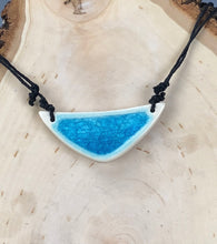 Load image into Gallery viewer, Ceramic Hand Carved Porcelain Necklace filled with Glass Frit by Galaxy Clay