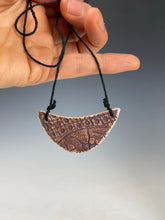 Load image into Gallery viewer, Ceramic Hand Carved Porcelain Necklace filled with Glass Frit by Galaxy Clay