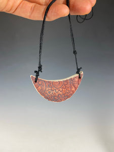 Ceramic Hand Carved Porcelain Necklace filled with Glass Frit by Galaxy Clay