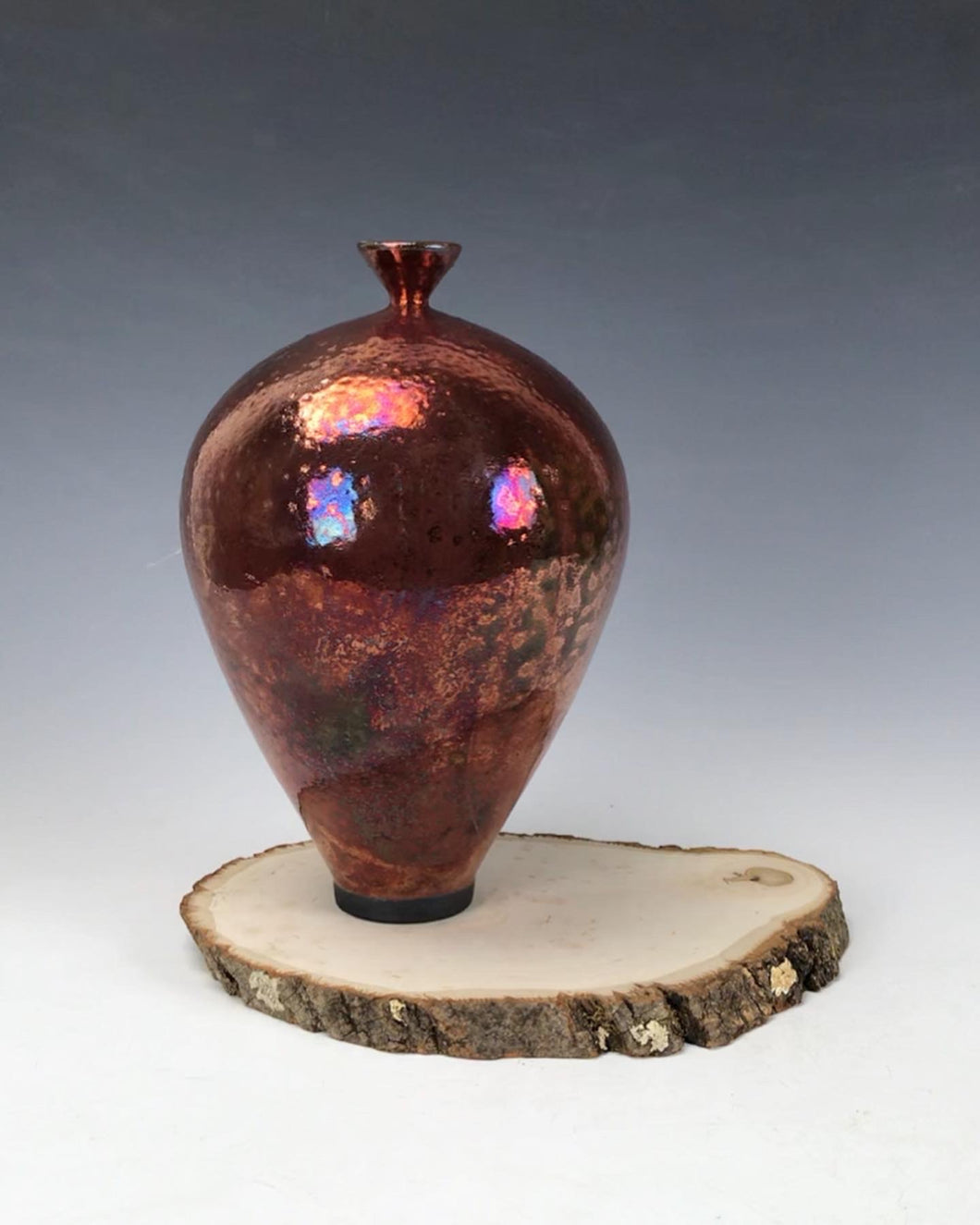 Ceramic Wheel thrown Raku Vase