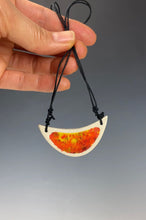 Load image into Gallery viewer, Ceramic Hand Carved Porcelain Necklace filled with Glass Frit by Galaxy Clay