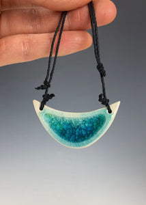 Ceramic Hand Carved Porcelain Necklace filled with Glass Frit by Galaxy Clay