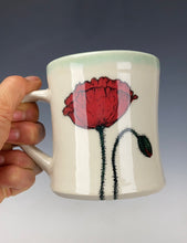 Load image into Gallery viewer, Wheel thrown and Hand Painted Poppy Porcelain Mug #13