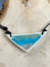 Load image into Gallery viewer, Ceramic Hand Carved Porcelain Necklace filled with Glass Frit by Galaxy Clay
