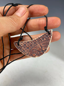 Ceramic Hand Carved Porcelain Necklace filled with Glass Frit by Galaxy Clay