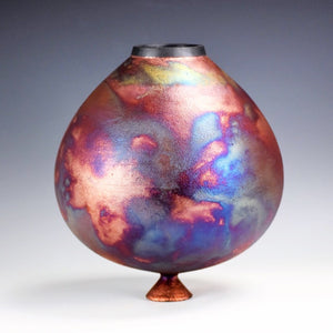 Wheel Thrown Ceramic Raku Vase Fine Art by Galaxy Clay