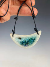 Load image into Gallery viewer, Ceramic Hand Carved Porcelain Necklace filled with Glass Frit by Galaxy Clay
