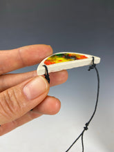 Load image into Gallery viewer, Ceramic Hand Carved Porcelain Necklace filled with Glass Frit by Galaxy Clay