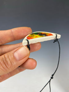 Ceramic Hand Carved Porcelain Necklace filled with Glass Frit by Galaxy Clay