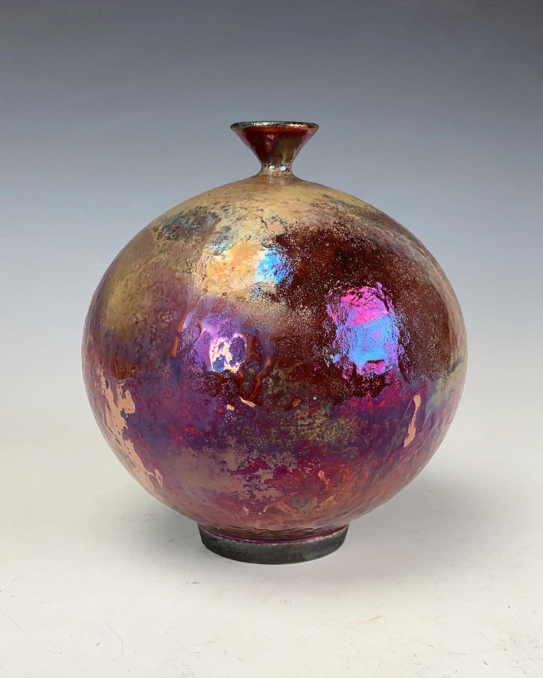 Ceramic Wheel thrown Raku Vase