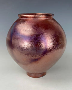 Wheel Thrown Ceramic Raku Moon Vase Fine Art by Galaxy Clay