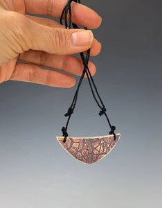 Ceramic Hand Carved Porcelain Necklace filled with Glass Frit by Galaxy Clay