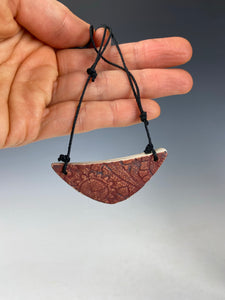 Ceramic Hand Carved Porcelain Necklace filled with Glass Frit by Galaxy Clay