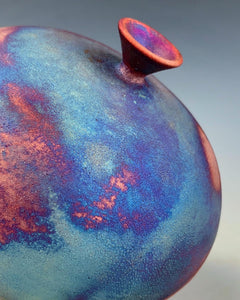 Wheel Thrown Raku Vase by Galaxy Clay Fine Art