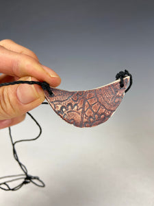 Ceramic Hand Carved Porcelain Necklace filled with Glass Frit by Galaxy Clay