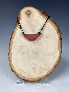 Ceramic Hand Carved Porcelain Necklace filled with Glass Frit by Galaxy Clay