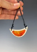 Load image into Gallery viewer, Ceramic Hand Carved Porcelain Necklace filled with Glass Frit by Galaxy Clay