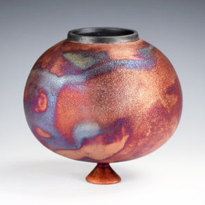 Wheel Thrown Ceramic Raku Vase Fine Art by Galaxy Clay