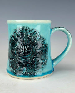 Wheel Thrown and Hand Decorative Porcelain Mug
