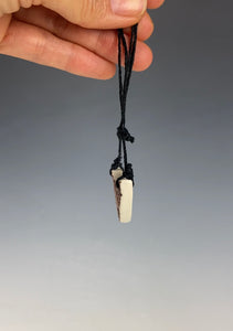 Ceramic Hand Carved Porcelain Necklace filled with Glass Frit by Galaxy Clay
