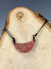Load image into Gallery viewer, Ceramic Hand Carved Porcelain Necklace filled with Glass Frit by Galaxy Clay