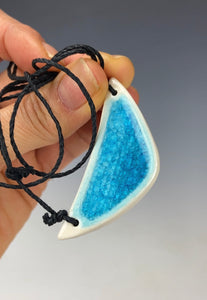 Ceramic Hand Carved Porcelain Necklace filled with Glass Frit by Galaxy Clay