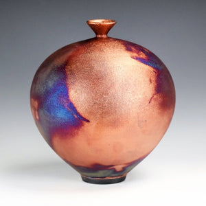 Wheel Thrown Ceramic Raku Vase Fine Art by Galaxy Clay