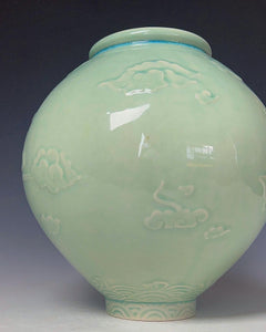 Korean Traditional Wheel Thrown Decorative Moon Jar by Galaxy Clay Fine Art