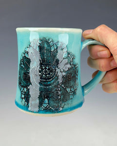 Wheel Thrown and Hand Decorative Porcelain Mug