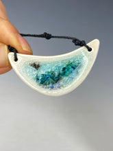 Load image into Gallery viewer, Ceramic Hand Carved Porcelain Necklace filled with Glass Frit by Galaxy Clay