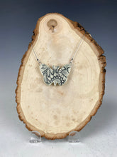 Load image into Gallery viewer, Ceramic hand carved Porcelain necklace filled with Glass Frit by Galaxy Clay
