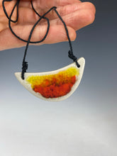 Load image into Gallery viewer, Ceramic Hand Carved Porcelain Necklace filled with Glass Frit by Galaxy Clay