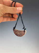 Load image into Gallery viewer, Ceramic Hand Carved Porcelain Necklace filled with Glass Frit by Galaxy Clay