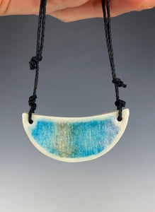 Ceramic Hand Carved Porcelain Necklace filled with Glass Frit by Galaxy Cla