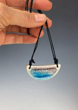 Load image into Gallery viewer, Ceramic Hand Carved Porcelain Necklace filled with Glass Frit by Galaxy Clay
