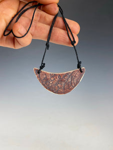 Ceramic Hand Carved Porcelain Necklace filled with Glass Frit by Galaxy Clay