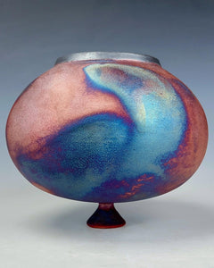 Wheel Thrown Raku Vase by Galaxy Clay Fine Art