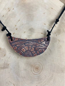 Ceramic Hand Carved Porcelain Necklace filled with Glass Frit by Galaxy Cla