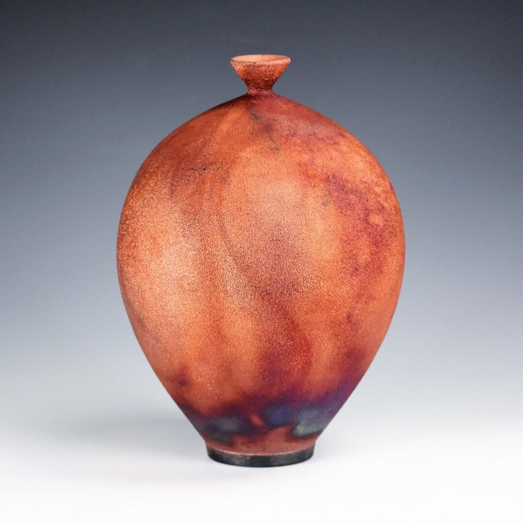 Wheel Thrown Ceramic Raku Vase Fine Art by Galaxy Clay
