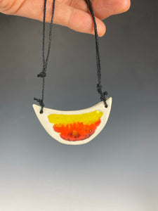 Ceramic Hand Carved Porcelain Necklace filled with Glass Frit by Galaxy Clay