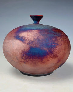 Wheel Thrown Raku Vase by Galaxy Clay Fine Art