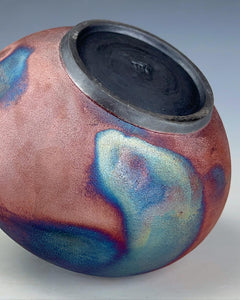 Wheel Thrown Raku Vase by Galaxy Clay Fine Art