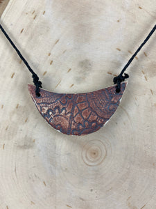 Ceramic Hand Carved Porcelain Necklace filled with Glass Frit by Galaxy Clay
