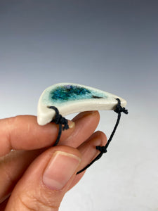 Ceramic Hand Carved Porcelain Necklace filled with Glass Frit by Galaxy Clay